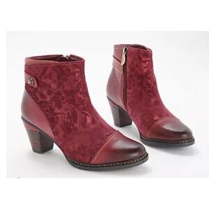 NWOB L'ARTISTE BY SPRING STEP shoes booties socute leather combo red 39 8.5 9